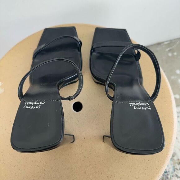 Jeffery Campbell Women’s Hustler Black Patent Leather Slip On Square Toe Sandal - Picture 8 of 11